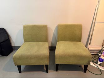 Pair of Olive Green Slipper Chairs