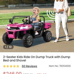 2- Seater Kids Ride On Dump Truck with Dump Bed and Shovel