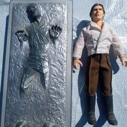 HASBRO STAR WARS 12" HANS SOLO PRISONER FIGURE WITH FROZEN CARBONITE BLOCK 1998