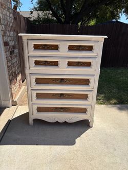 Vintage Solid Wood 5 Drawer Chest