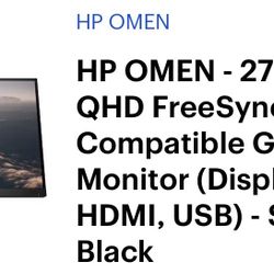 HP OMEN - 27" IPS LED QHD FreeSync & G-Sync Compatible Gaming Monitor (DisplayPort, HDMI, USB) - Shadow Black