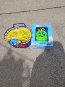 Lawn Mower Bubble Machine and 6 Pc Stackable Beach Bag.