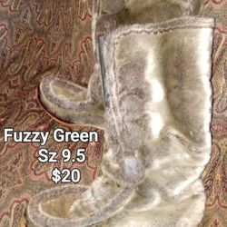 FUZZY GREEN BOOTS
