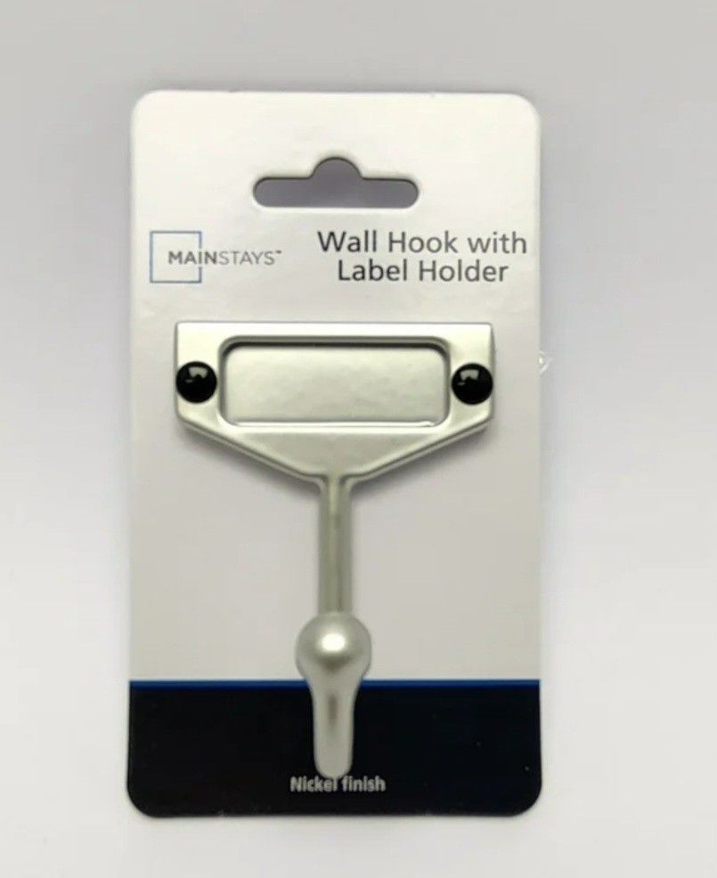 Mainstays Silver Wall Hook with Label Holder