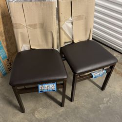 Stakmore Wood Upholstered Folding Chairs 2-pack Dark Brown
