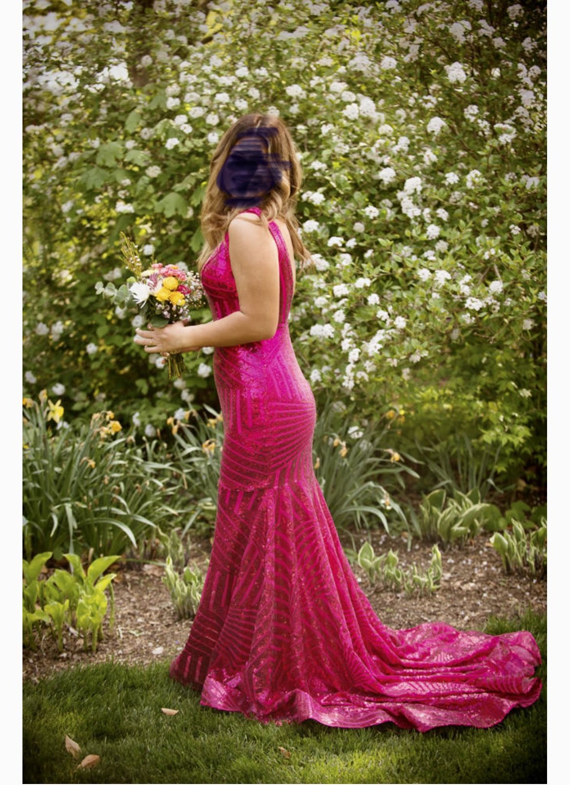 Prom Dress Sequin Hot Pink