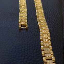 18K Gold Plated Chains with Cubic Zirconia Inlay