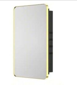 KeonJinn 20" X 32" Surface/Recessed Medicine Cabinet With Gold Frame