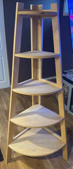 Wood Corner Shelving Unit 5 Shelf