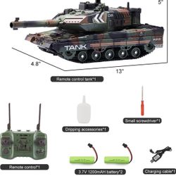 RC Tank That Shoots for Kids - 2.4Ghz Remote Control Army Tank Toys with Auto Demo Sound Light Smoke - 13 Channel Military Vehicles Model Gift for Adu