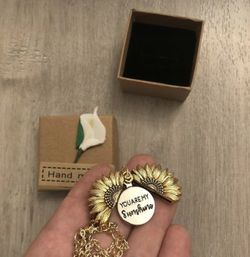“You Are My Sunshine” Necklace With Gift Box. Chain is 17.5”+2” Extension). NEW