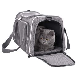 petisfam Top Load Cat Carrier Bag for Medium Cats and Small Dogs. Airline Approved, Collapsible, Escape Proof and Auto-Safe. Easy to get cat in and Ma