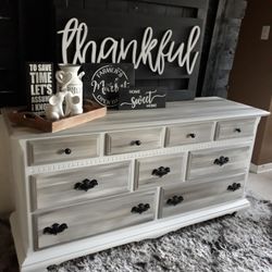 Ethan Allen Rustic Grey And White Dresser 