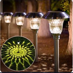 BEAU JARDIN 8 Pack Solar Pathway Lights Waterproof,Landscape Path Lights, Supper Bright Up to 12 Hrs,Stainless Steel Auto On/Off Solar Powered Garden 