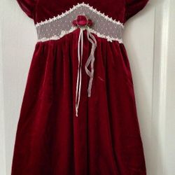  Girls Red Velvet Dress Child's Size 5