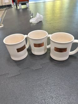 Starbucks 2010 Ceramic Coffee Mugs w/ Bronze Plaque – Set of 3 – $40