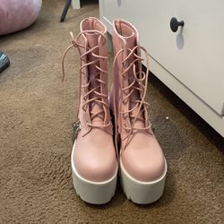 Pink Combat Boots 