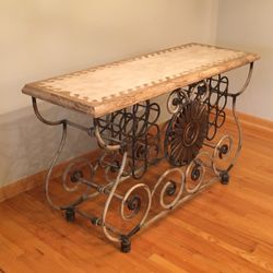 Marble Sideboard Buffet Table W/ Iron Console