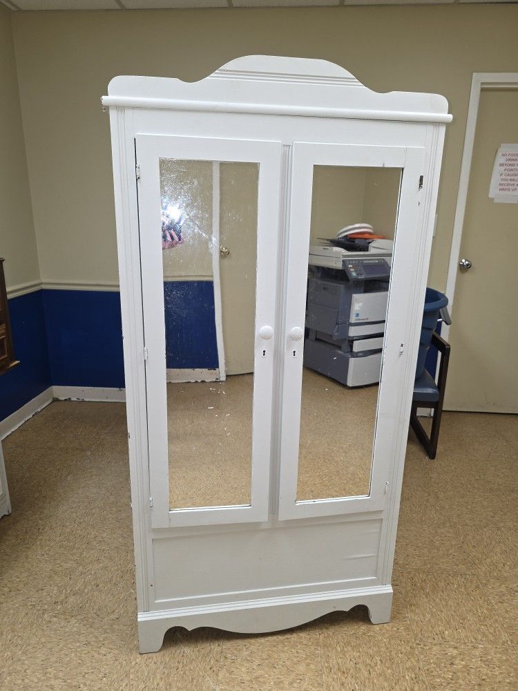 Loris Wood Products White Wardrobe Cabinet 