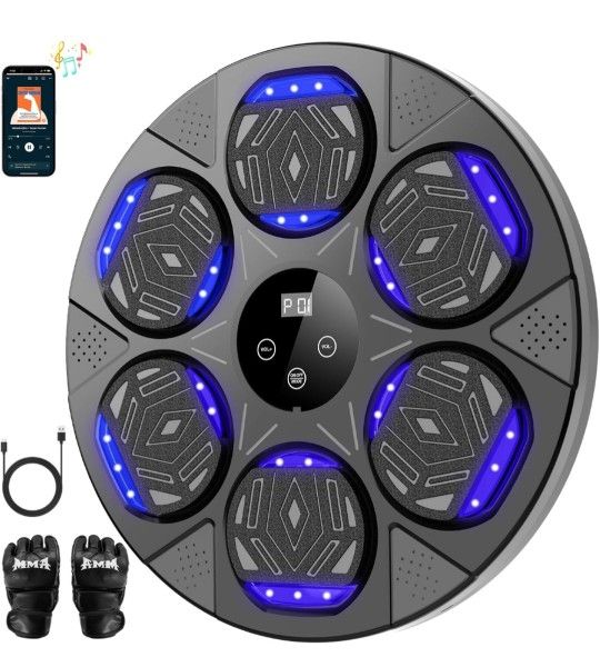 LOLBOX Music Boxing Machine, Bluetooth Smart Boxing Traineing Machine with Boxing Gloves, Wall Mount Boxing Machine for Kids Adult, Boxing Target Work
