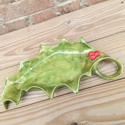 Vintage Holly Leaf Ceramic Tray/Dish
