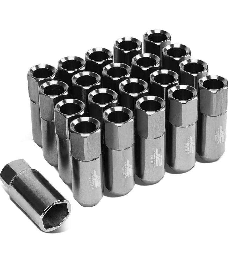  Aluminum M12X1.5 20Pcs L: 60mm Open End Lug Nut w/Socket Adapter