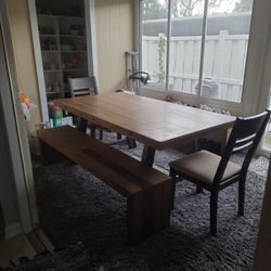 Kitchen Table With 2 Benches And 2 Chairs