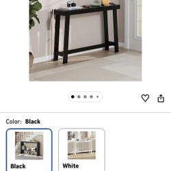 Bamboo Wood Entryway Table 47.2" Console Table, Narrow Sofa Table with Support Beam for Entrance, Hallway, Living Room, Bedroom, Foyer (Black)