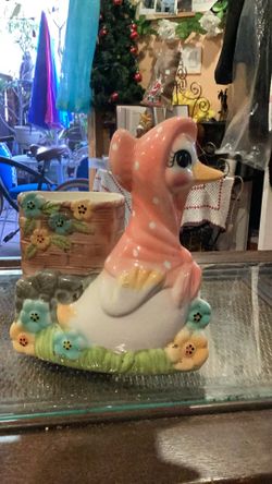 Vintage Porcelain Mama Duck Flower Pot Not Easy To Find