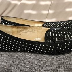 Time And True Black Bedazzle Flat Women's Size 7.5