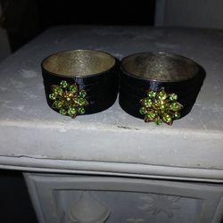 2 Emerald Style  Rhinstone Napkin Rings