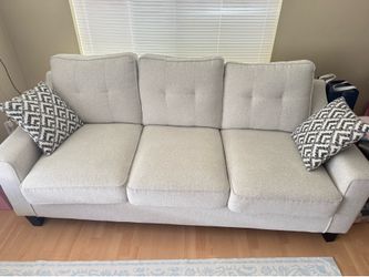 Macie Cream White Fabric 80" Sofa | Tufted