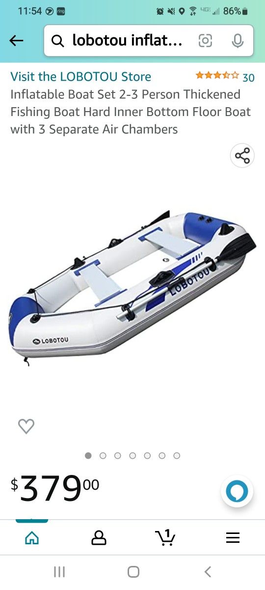 4 Person Inflatable Boat w/ Motor Mount, Battery Box And Battery