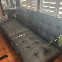 Black Faux Leather Couch 