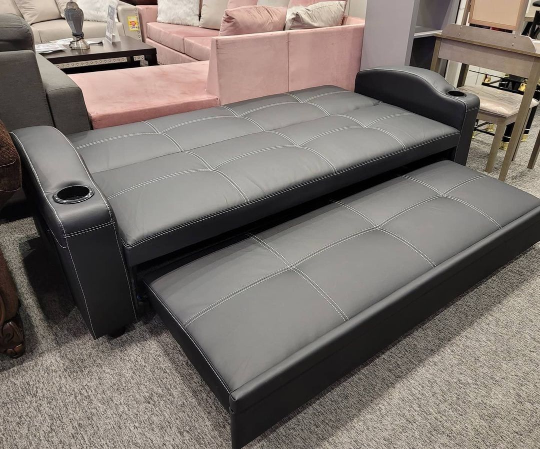 Marcelo Exposed Feet With Faux Wood Elegant Lounger // Sleeper Sofa // NEW