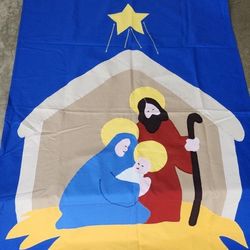 Vintage Large  Christmas Nativity Outside Flag 🎄
