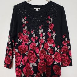 Women's Black Rose Sweater Size L