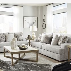 Mercado Pewter Living Room Set (Sofa And Loveseat 