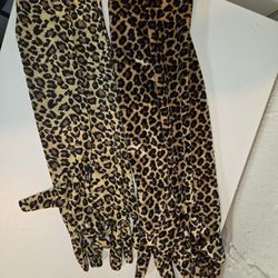 2 PAIRS OF LONG LEOPARD PRINT GLOVES
