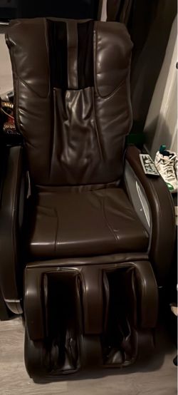 Brown Leather Massage Chair with Remote