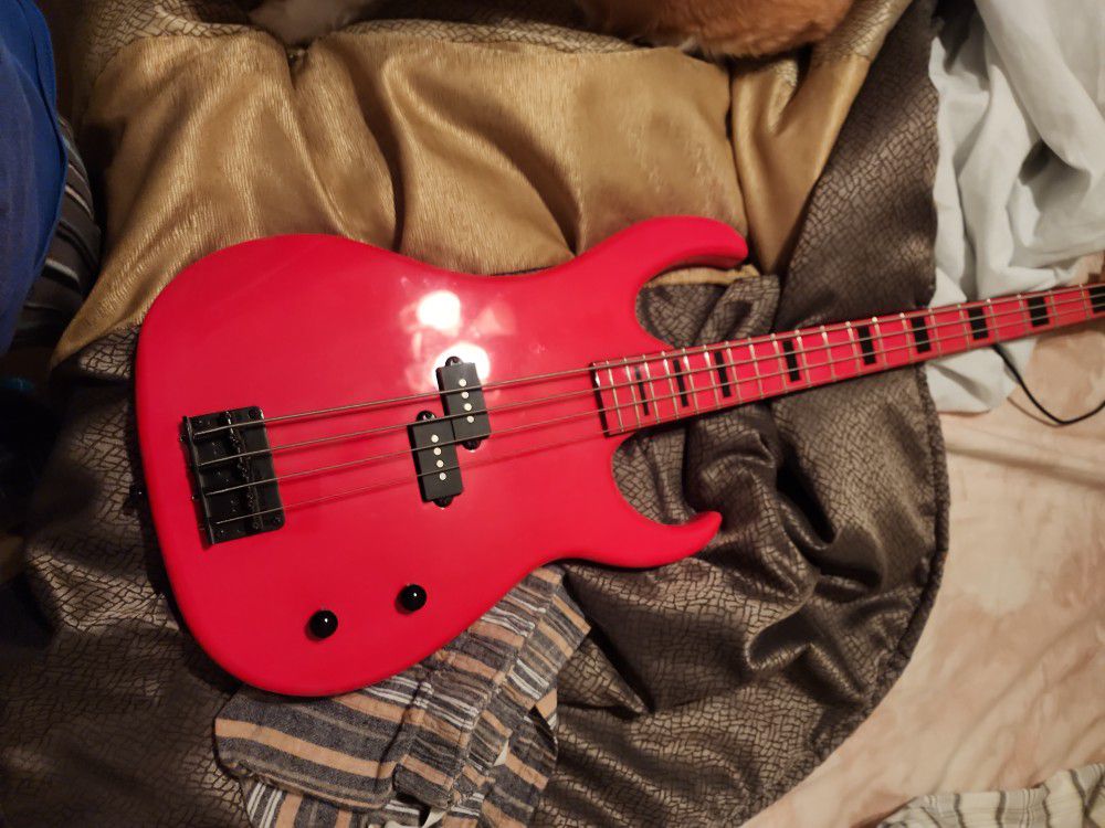 Hot Pink Dean Bass Guitar 