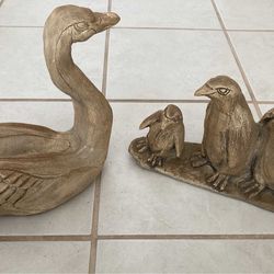 Vintage 1960’s Swan and Penguins Statues / Sculptures