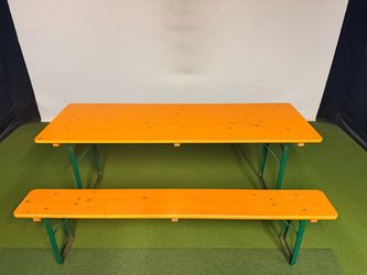 German Biergarten Style Wood Table & Matching Bench Set - Great Condition!