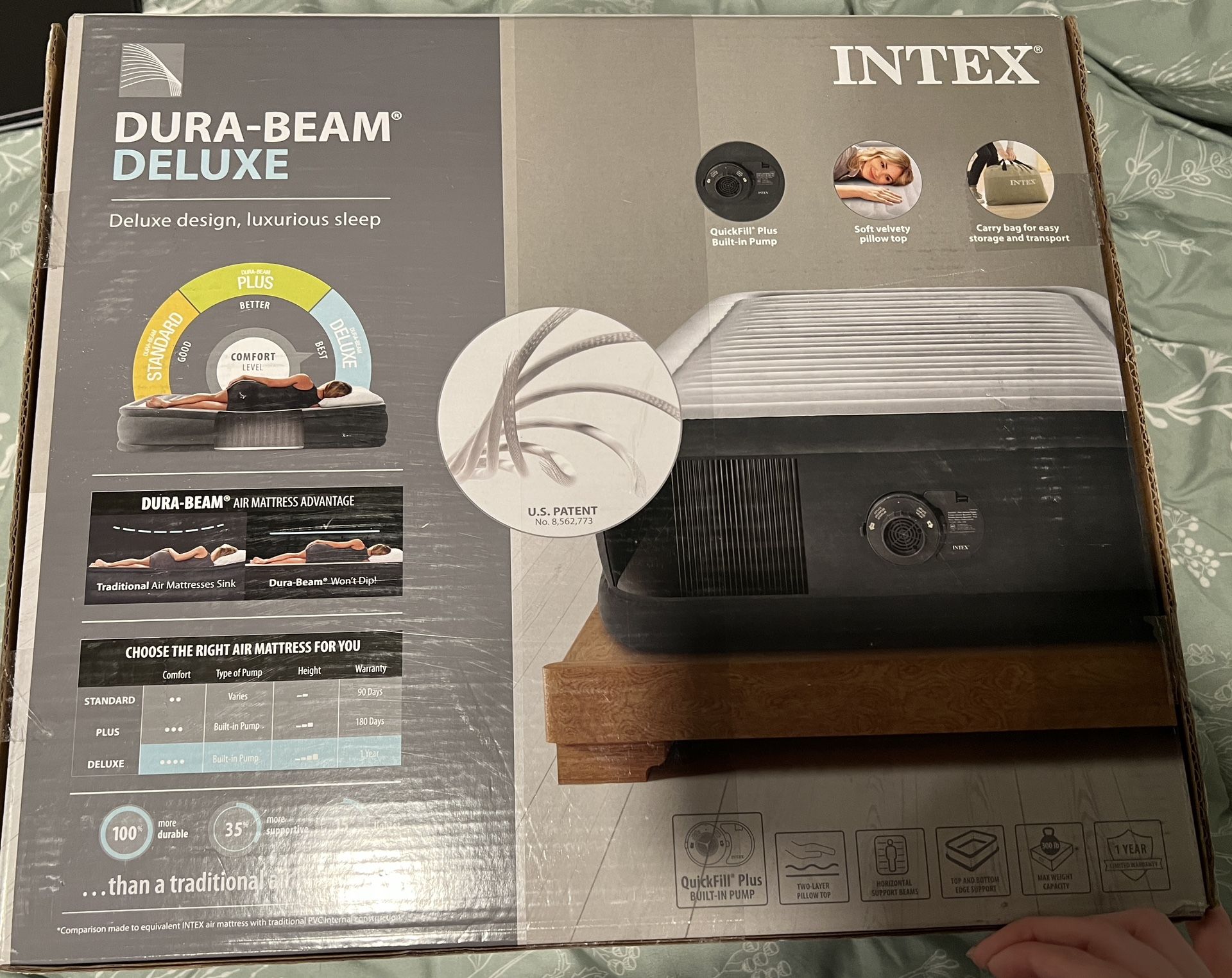 🛏️ Intex DuraBeam Deluxe Elevated Air Mattress (Twin, 18”) – Great Condition!