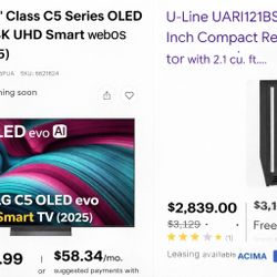 65” LG C5 OLED And Mini Refrigerator/freezer