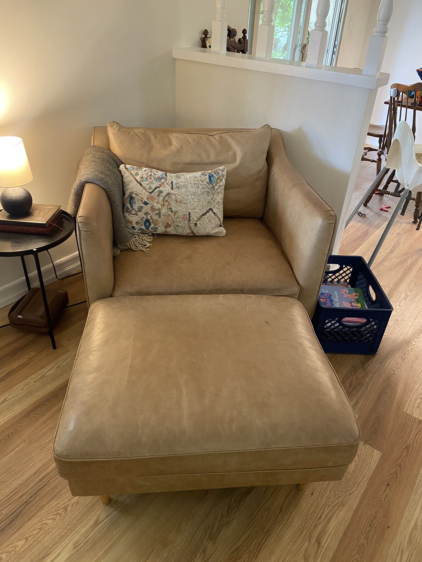 Leather Armchair And Ottoman