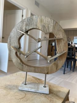 Wood And Marble Home Decor Accent