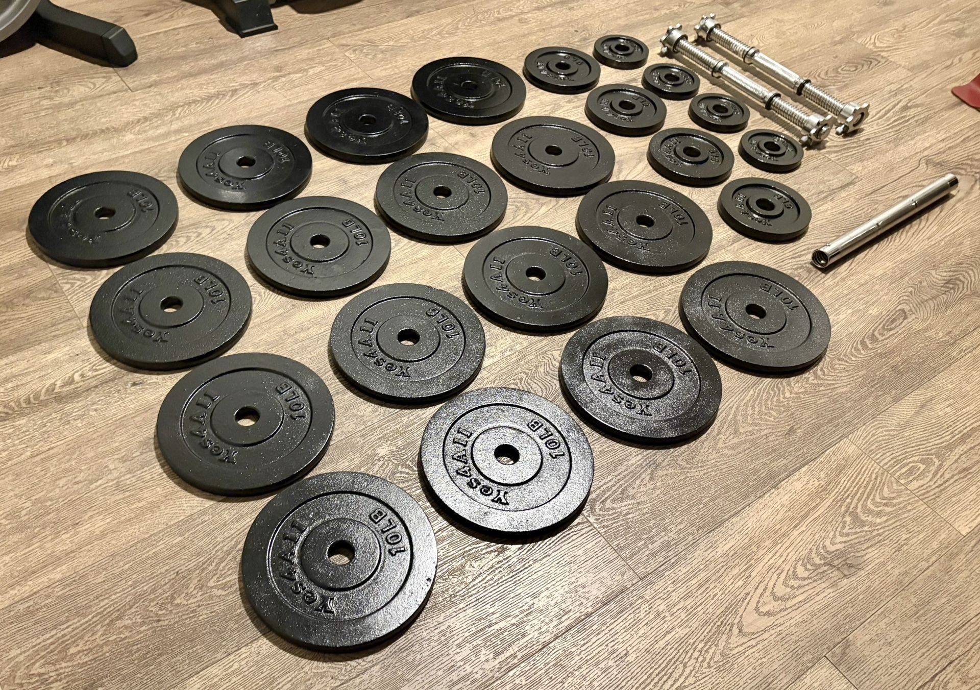 200 lbs Yes4All Cast Iron Adjustable Dumbbells With Connector To Convert In Small Bar
