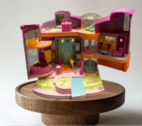 Mattel  Polly House  vintage Pink & Aqua Fold-Out Playset with Orange Accents