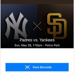 Padres Vs Yankees SUNDAY 5/26